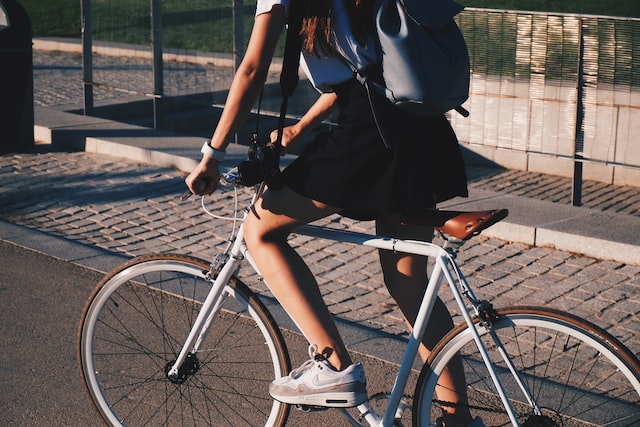 woman riding a hybrid bike