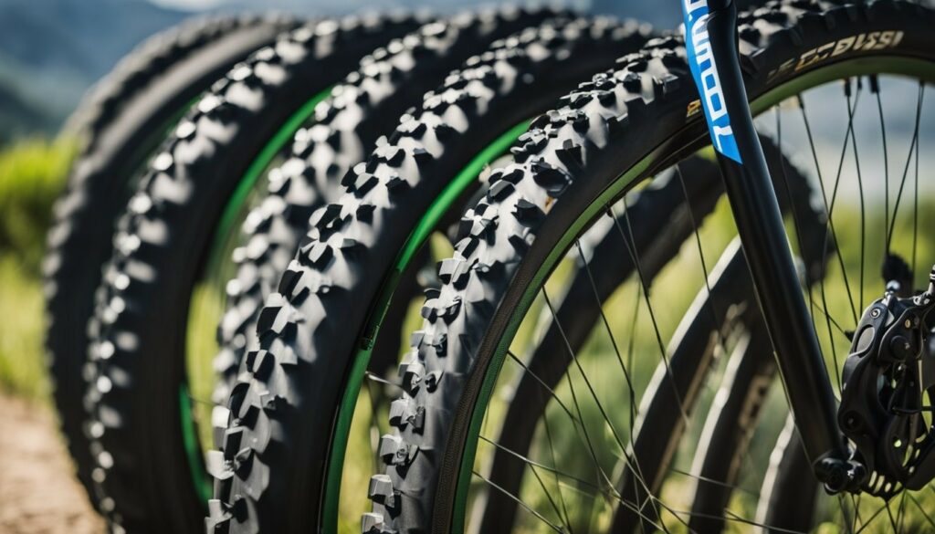 a selection of mountain bike tires
