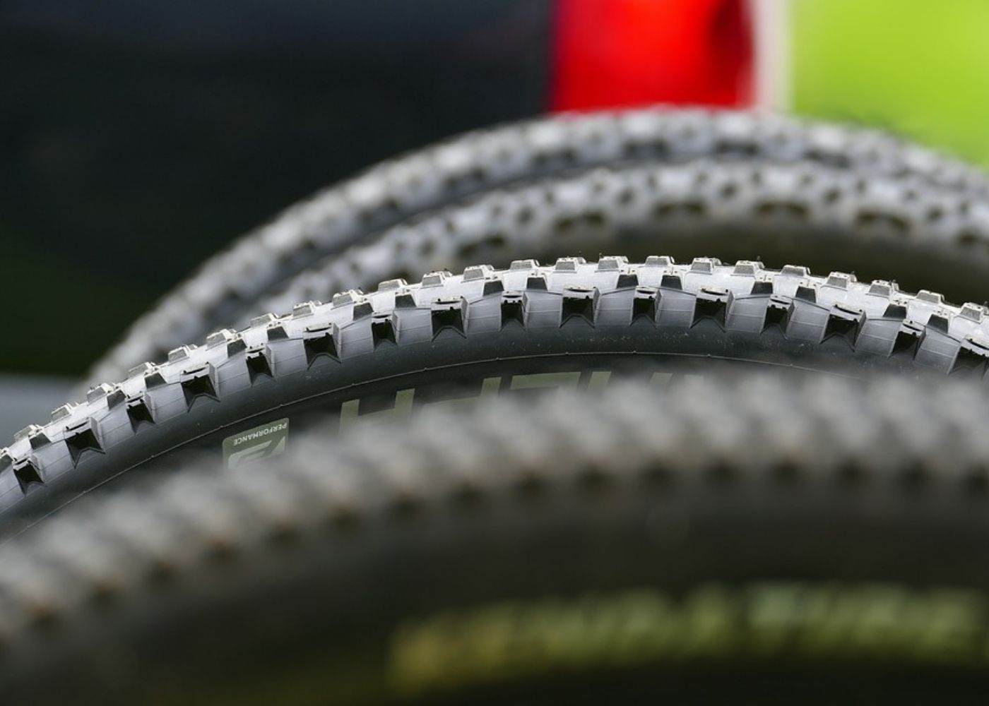 a close up view of some tires on a bike