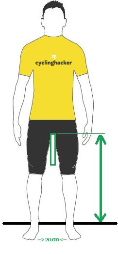 a diagram showing the height of a person wearing a yellow t-shirt and shorts