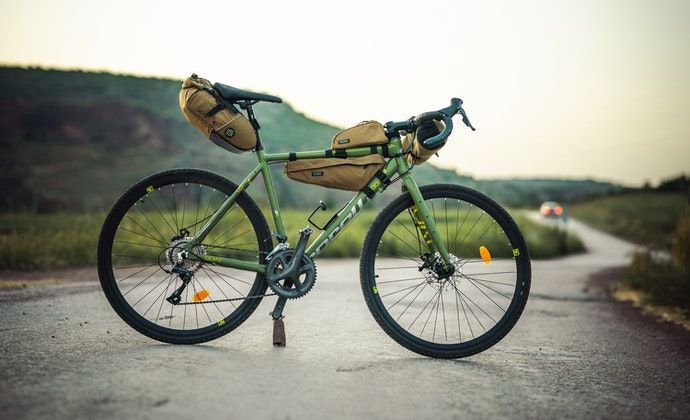 frame bags attached on a bicycle