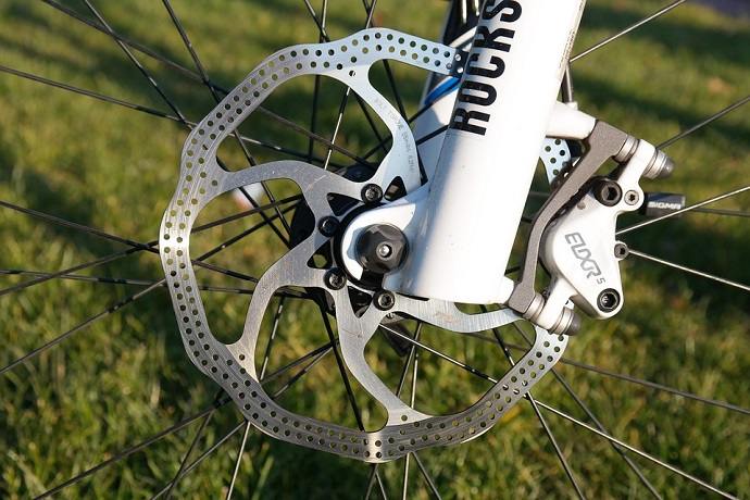 close up photo of mountain bike disk brake