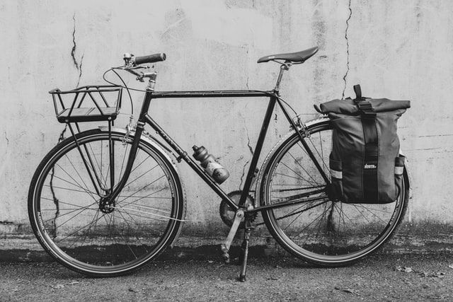 a bicycle with panniers